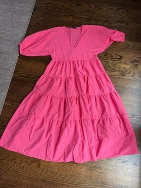 Zara Hot Pink V-Neck Blouse